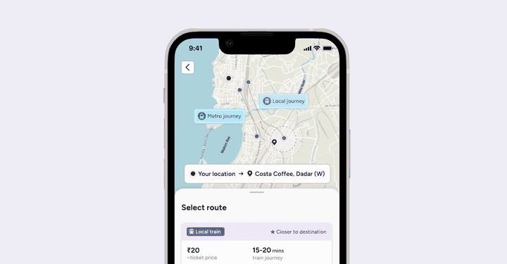 Selecting and comparing a route on the map
